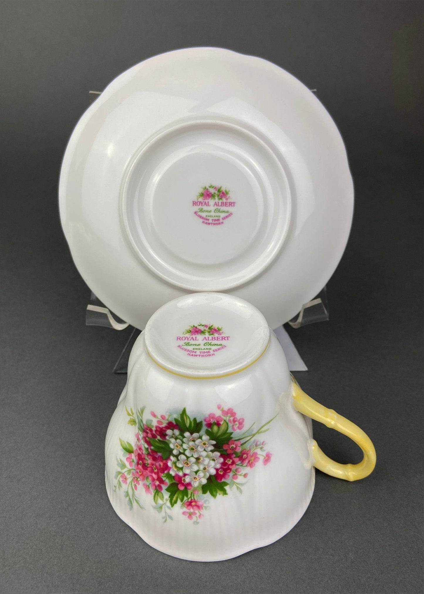 Vintage Royal Albert Cup and Saucer - Blossom Time Series, Hawthorn