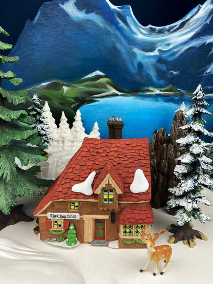 Christmas Village Accessories by Department 56.  Illuminated Chop Shop.  Dickens Village Series.