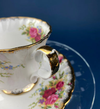 Vintage Queen Anne Bone China Porcelain Tea Cup and Saucer. Summer Days Design. Tea Party Hosting Essentials. Collectible Set.