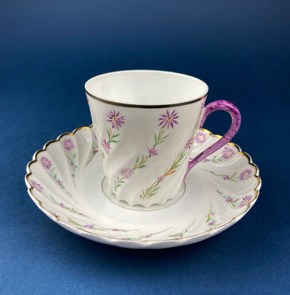 Antique Star Paragon Tea, Coffee, or Chocolate Set. Tray with Matching 5 Cups & Saucers. Delicate Fluting and Flowers. Dining Room Decor.