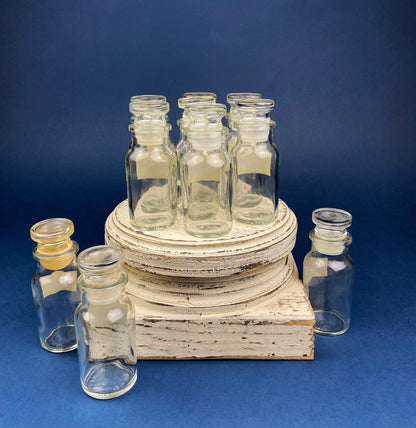Vintage Glass Spice Apothecary Bottles with Glass Stoppers
