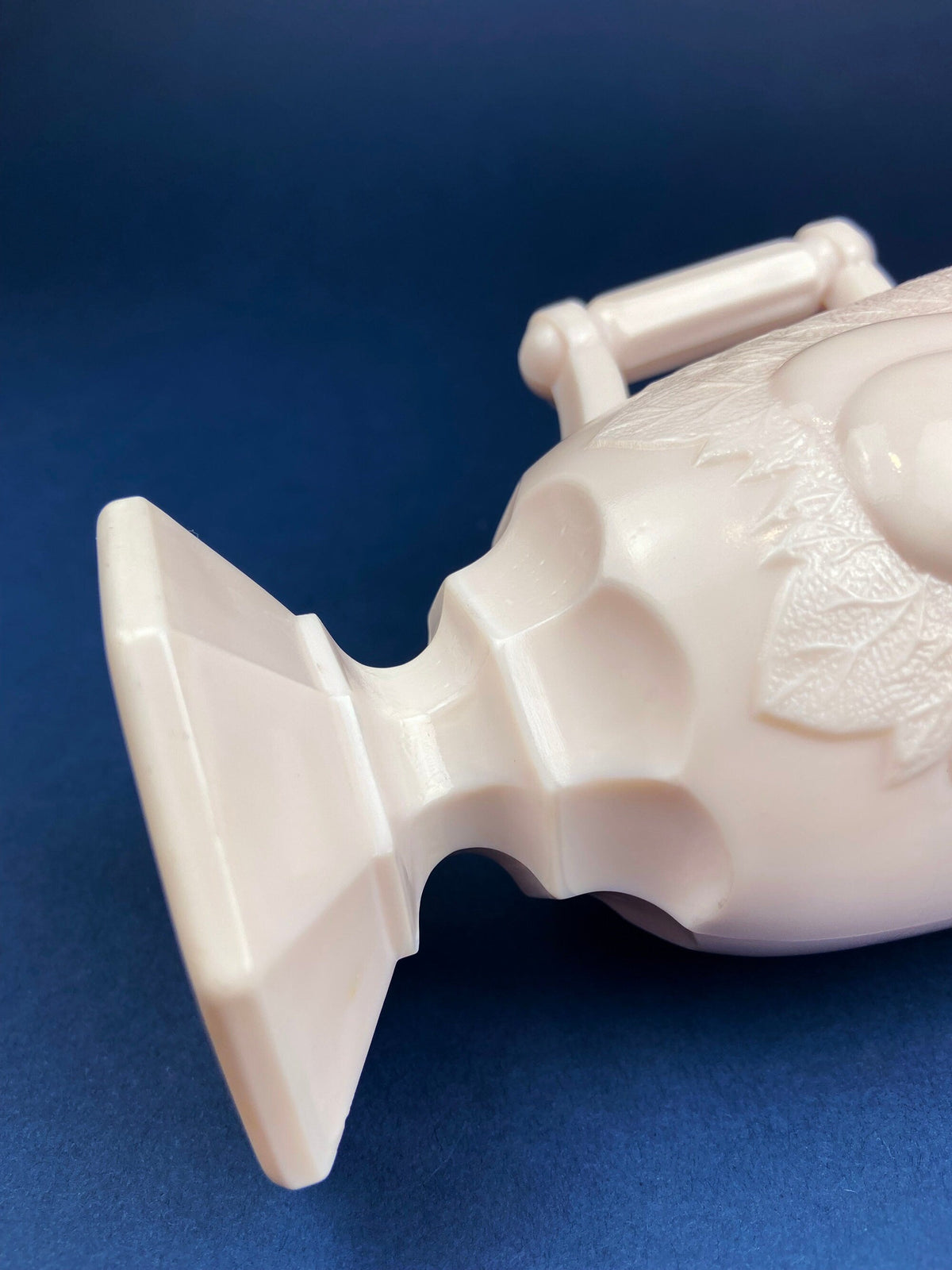 Pink Milk Glass Footed Creamer with Pear Motif. Collectible Tableware.