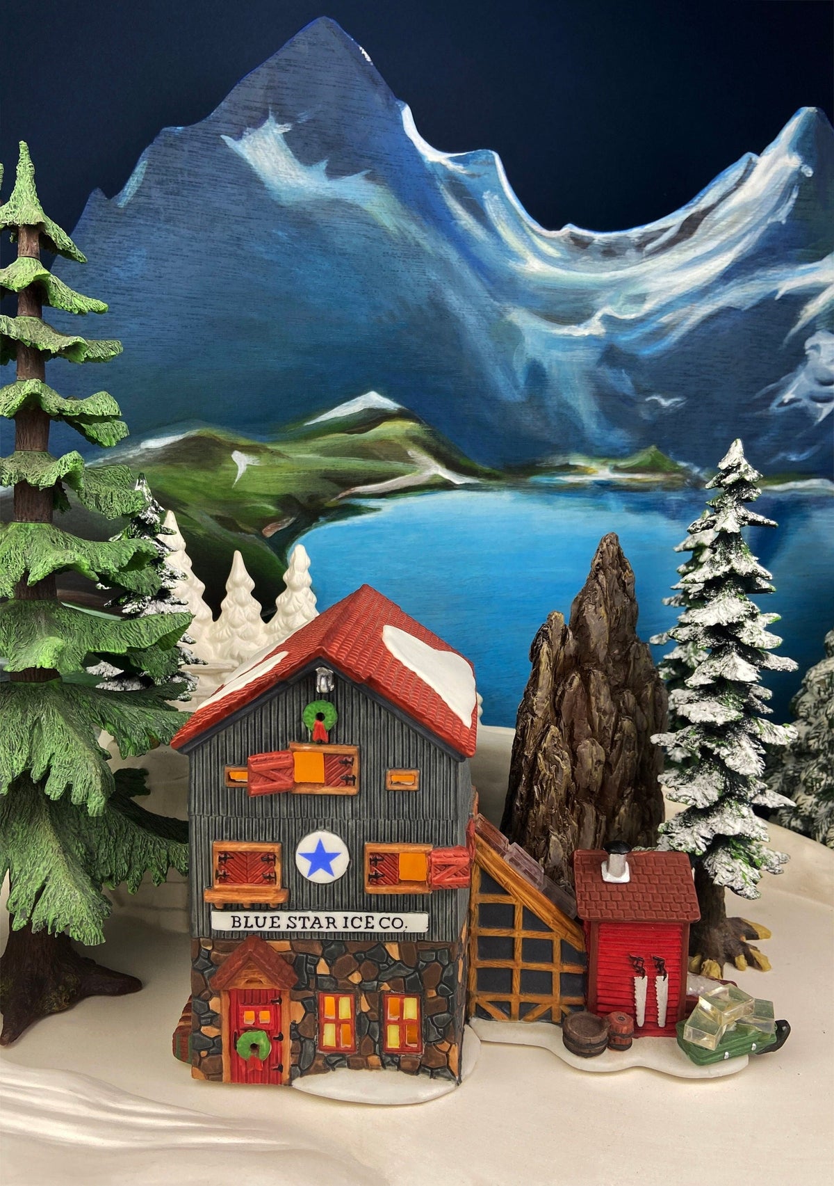 Christmas Village Accessories by Department 56. Illuminated McGrebe Cutters and Sleighs.  New England Village Series.
