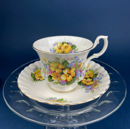 Vintage Teacup or Coffee Cup and Saucer by Royal Albert. Dainty Dina Series, Mary. Hand Painted Roses. English Breakfast.