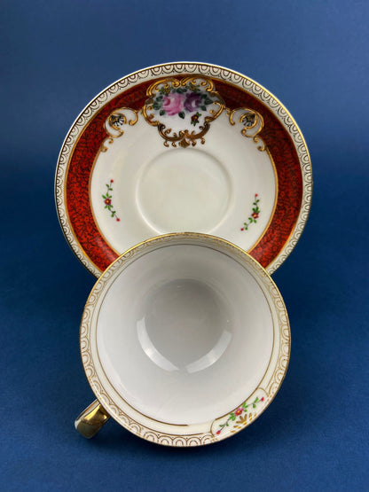 Vintage Teacup and Saucer. Hand Painted in Occupied Japan. Fine Bone China.