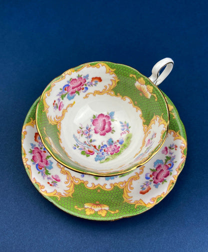 Antique Hand Painted Tea Cup - Asian Motif with June Moth Pattern