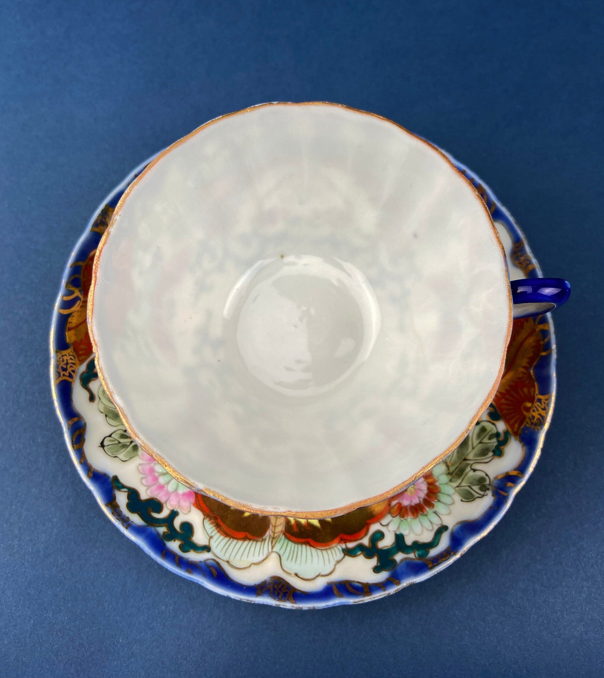 Antique Hand Painted Tea Cup - Asian Motif with June Moth Pattern