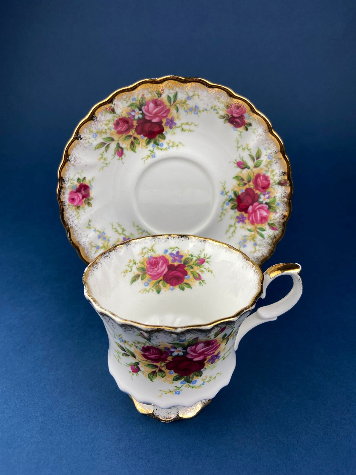 Vintage Queen Anne Bone China Porcelain Tea Cup and Saucer. Summer Days Design. Tea Party Hosting Essentials. Collectible Set.