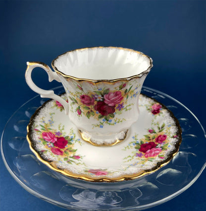 Vintage Queen Anne Bone China Porcelain Tea Cup and Saucer. Summer Days Design. Tea Party Hosting Essentials. Collectible Set.