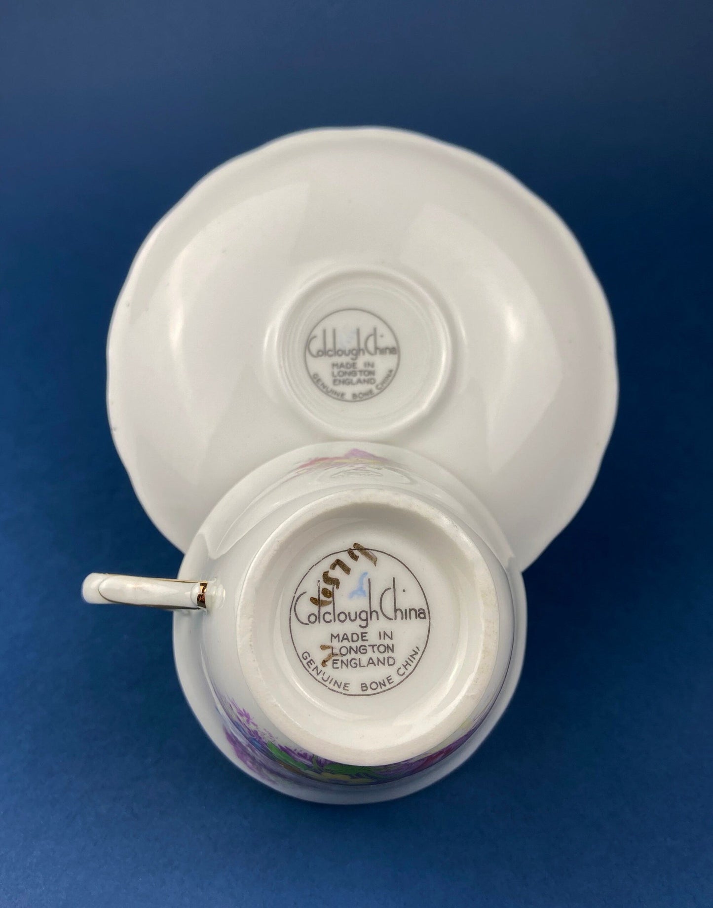 Vintage Colclough Fine Bone China Tea Cup and Saucer, Hand Painted Pastoral Scene