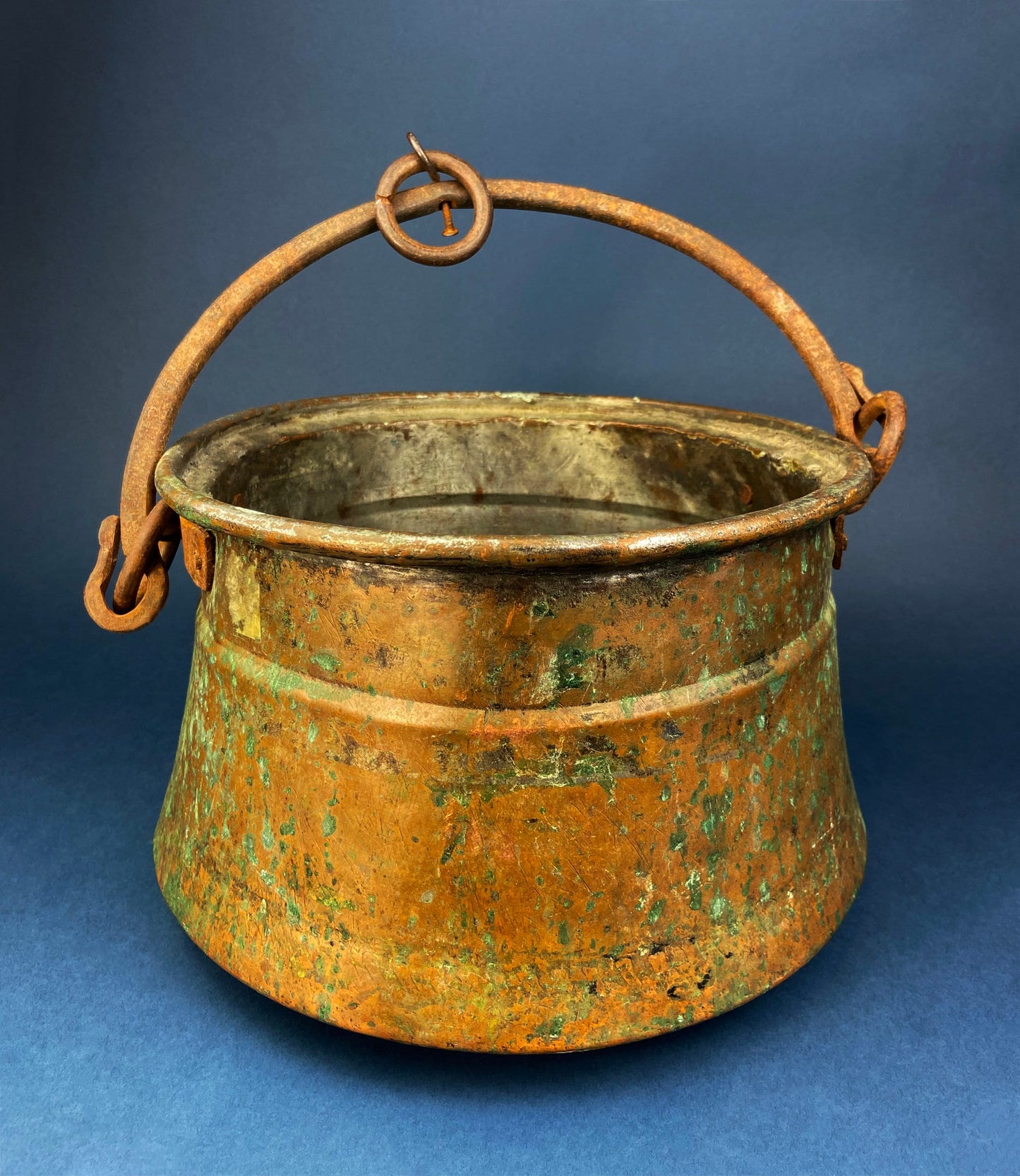 Antique 19th-century Copper and Brass Turkish 4 Stacking Bowls Lunch Box with Handle. Vintage Gifts.