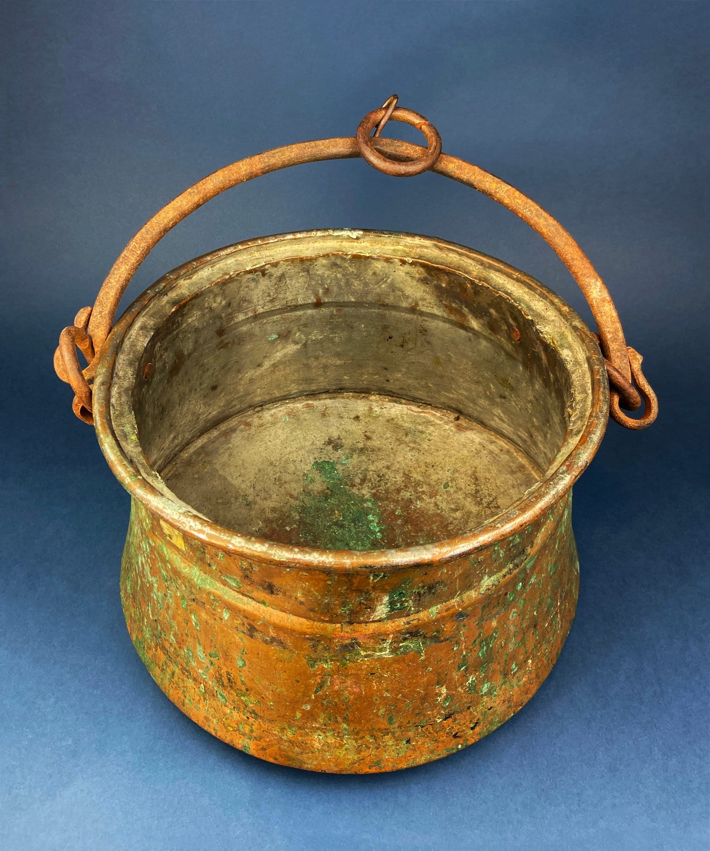 Antique 19th-century Copper and Brass Turkish 4 Stacking Bowls Lunch Box with Handle. Vintage Gifts.