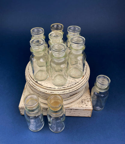 Vintage Glass Spice Apothecary Bottles with Glass Stoppers