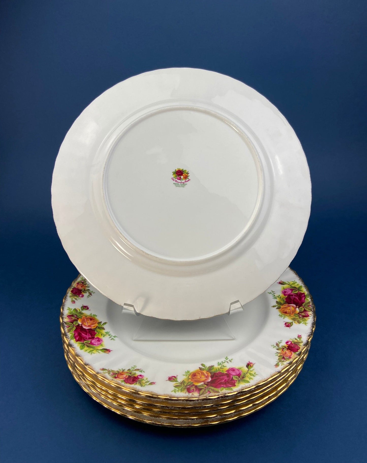 Royal Albert Old Country Roses Motif 10.25" Dinner Plates. Set of 5 Plates. Made in England. Dining Room Table Decor. Modern Farmhouse.