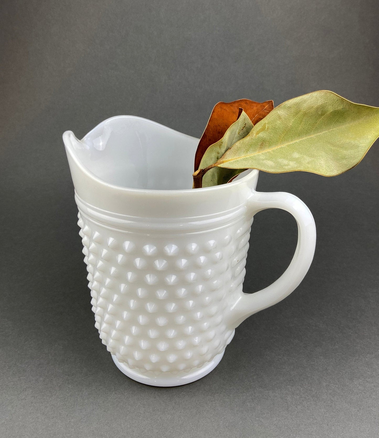 Vintage Hobnail Milk Glass Pitcher, 64 oz