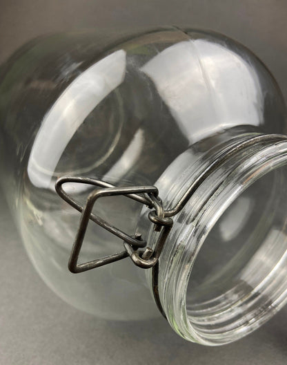 Vintage Italian Glass Jar, Large Hermetic Storage