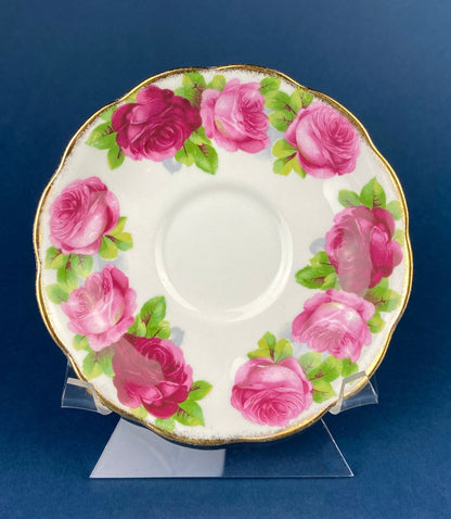 Antique Cup and Saucer By Royal Albert. Old English Rose Motif. Made in England. Fine Bone China. Collectibles. Replacements.