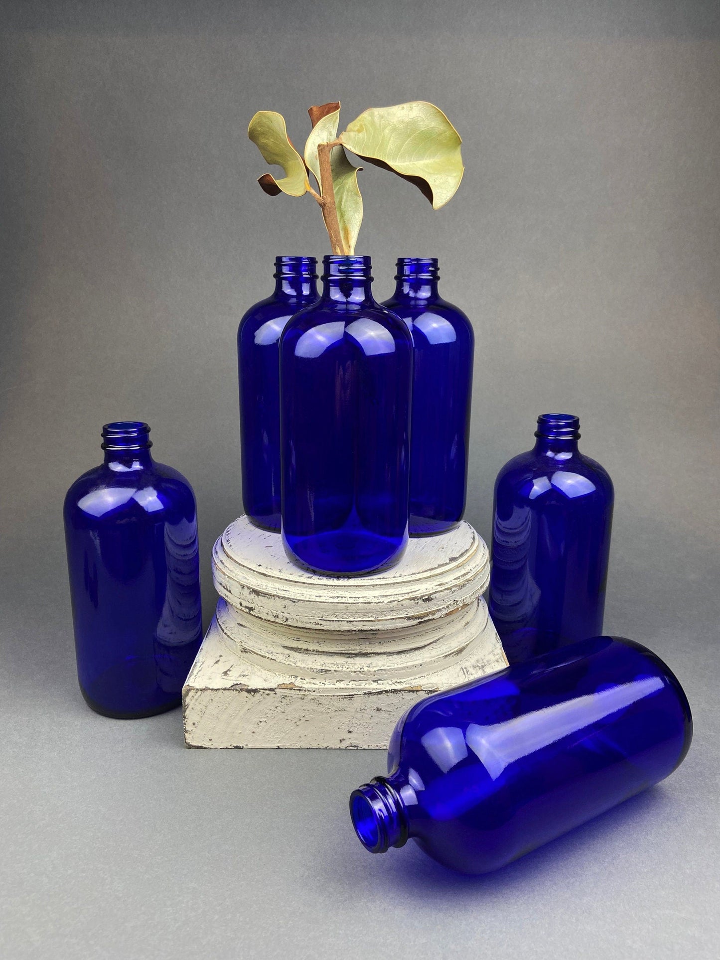 Cobalt Blue Hand Blown Stemware.  Set of Six Heavy Spanish/Mexican Style Stemed Glasses. Primitive Drinkware. Stylish Barware.