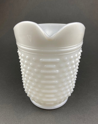 Vintage Hobnail Milk Glass Pitcher, 64 oz