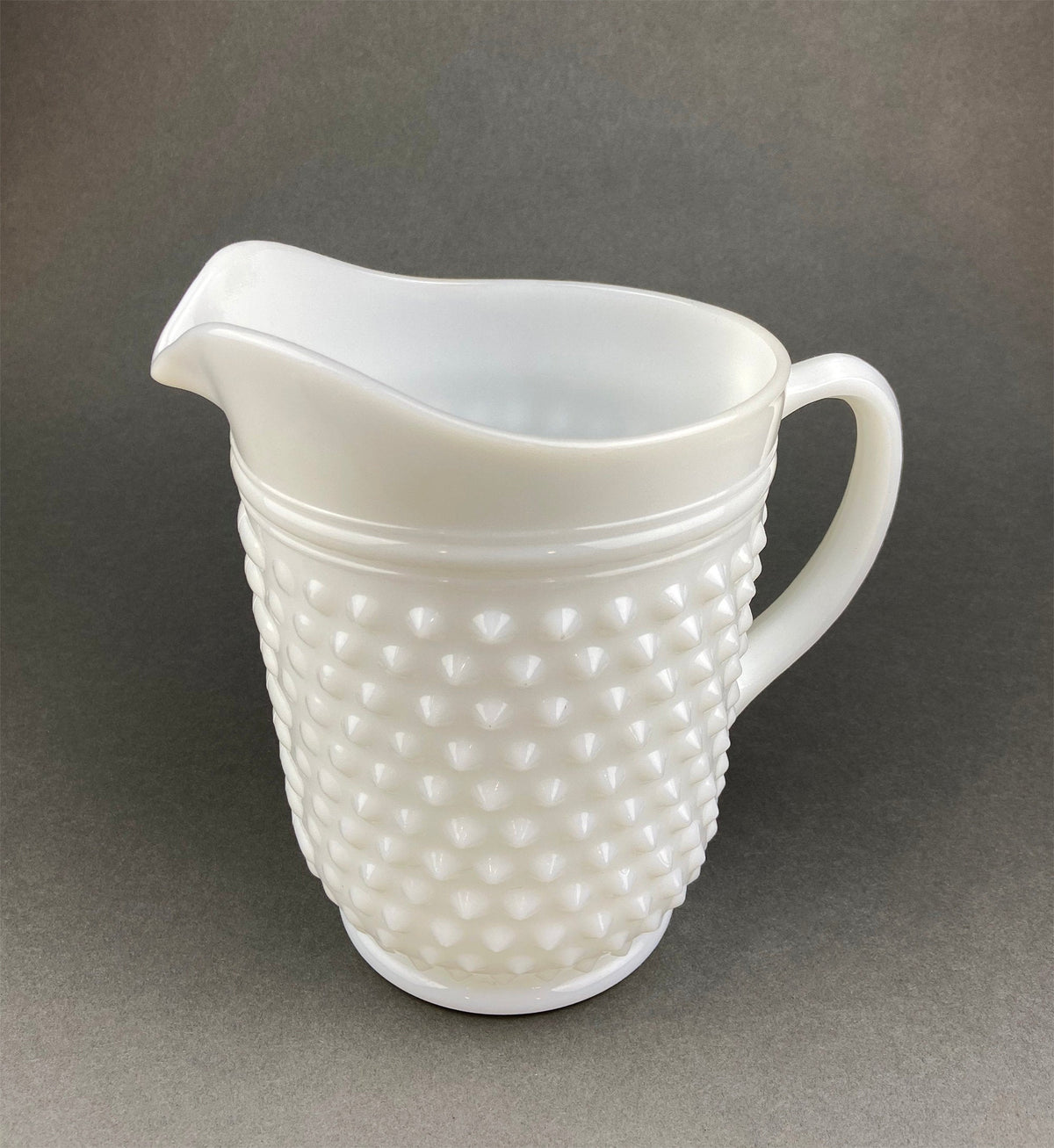 Vintage Hobnail Milk Glass Pitcher, 64 oz