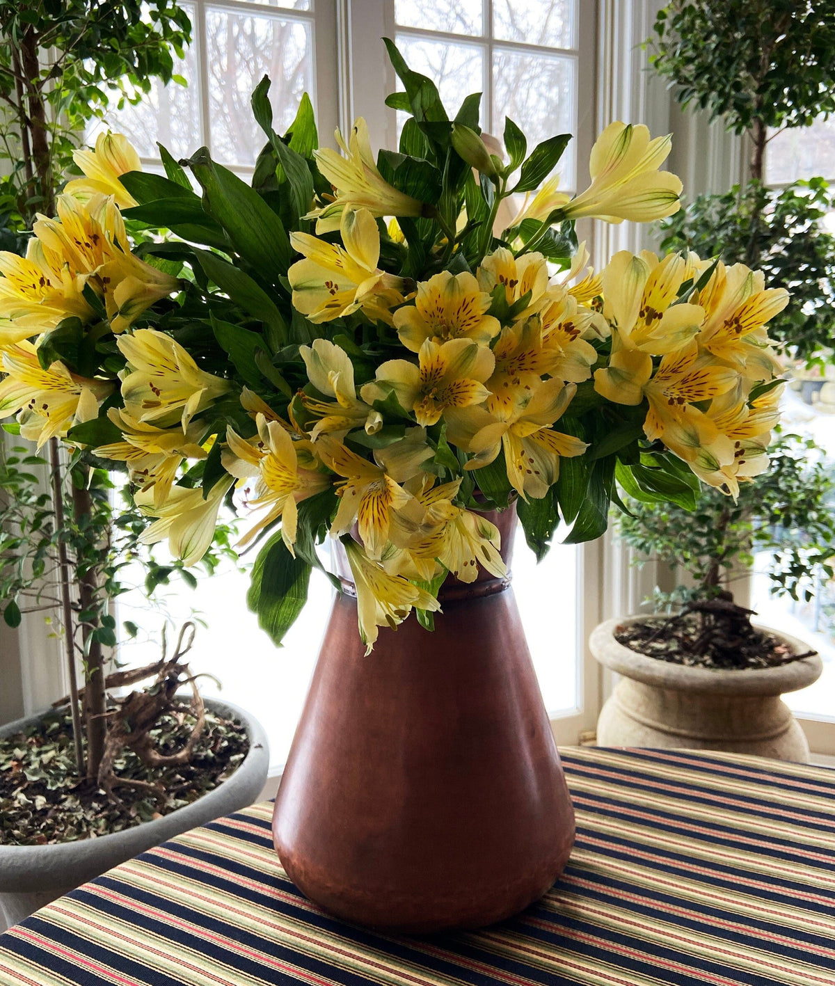 Extra Large Rustic Metal Vase with Bronze Handles