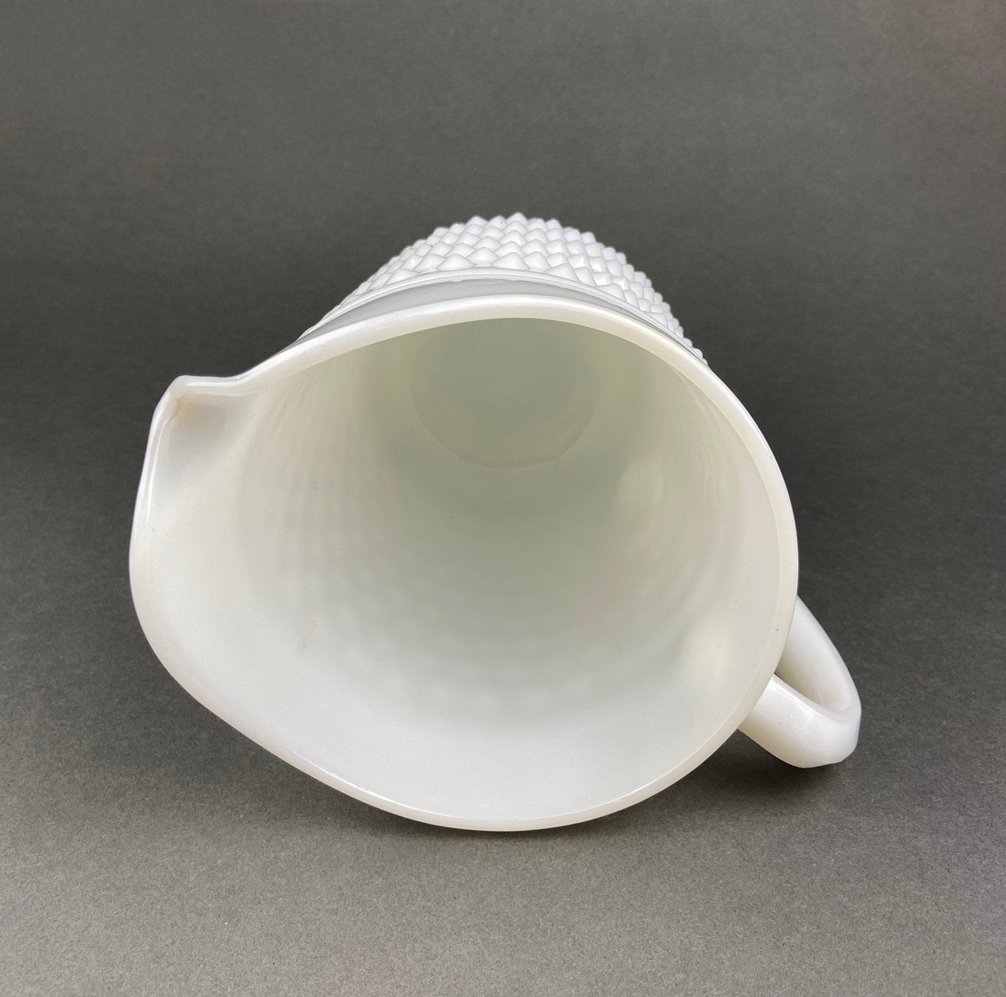 Vintage Hobnail Milk Glass Pitcher, 64 oz