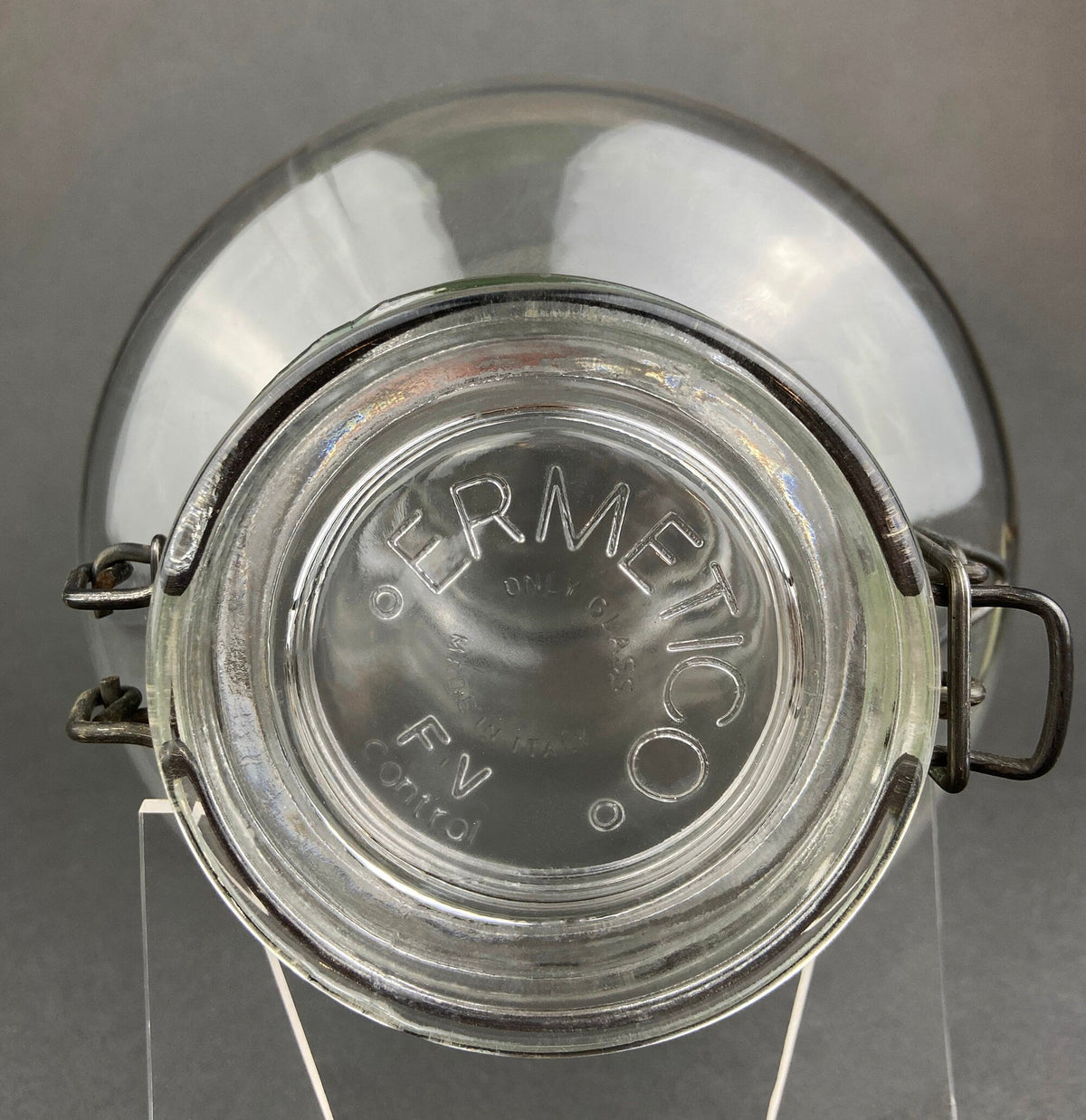 Vintage Italian Glass Jar, Large Hermetic Storage