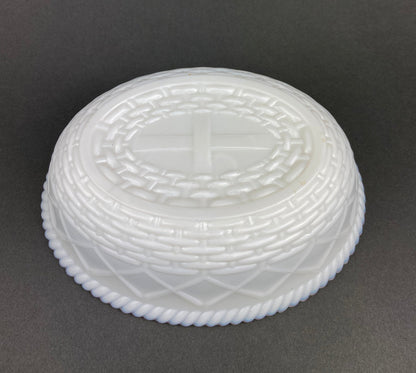 Westmoreland  Rooster on Nest Covered Bowl. Large Milk Glass Lidded Dish. White with Red Details Serving Dish. Collectible Milk Glass.