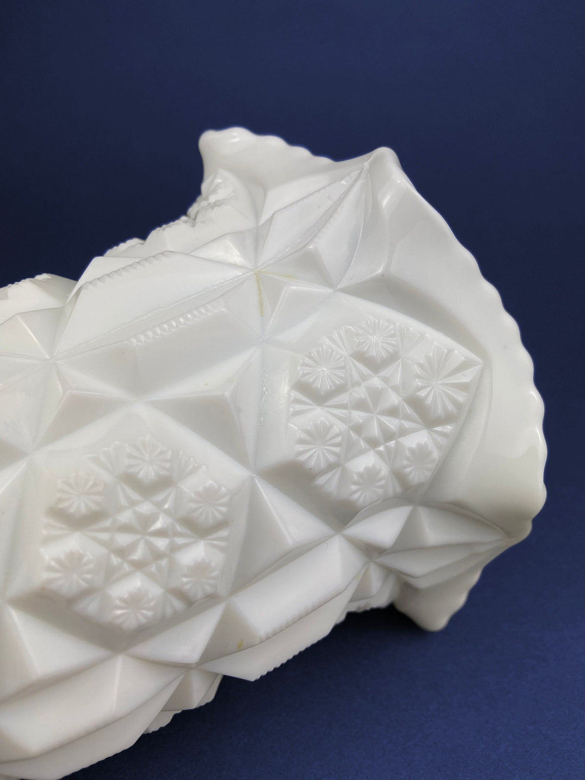 Vintage Westmoreland Milk Glass Vase: Block and Star Quilt Design