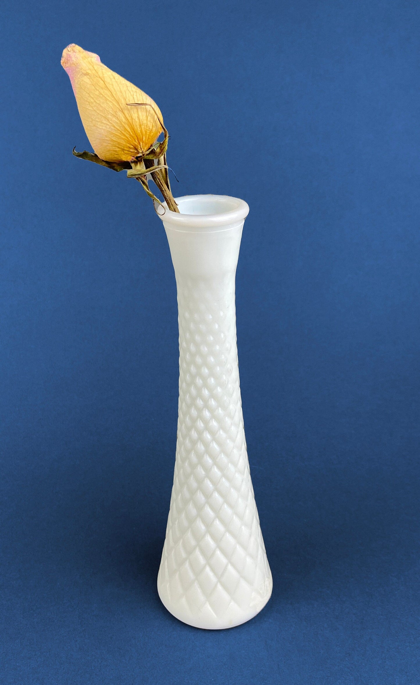 Milk Glass Vases. Collection of Three Differently Quilted & Shaped Flower Vases. Wedding Decor. Spring Celebration. White Fine Dining. Finie