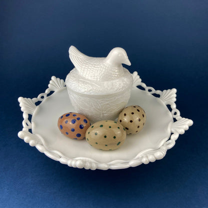 Vintage Westmoreland Milk Glass Bowl, Open Lace Edge, Footed Candy Dish