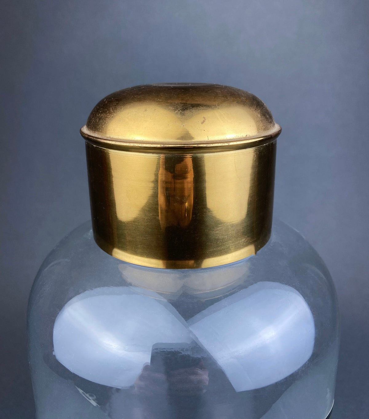 Vintage, Extra Large Apothecary Bottles. Italian, Boric Acid & Sodium Bicarbonate Jars with Brass Caps. Set of Two Apothecary Jars.