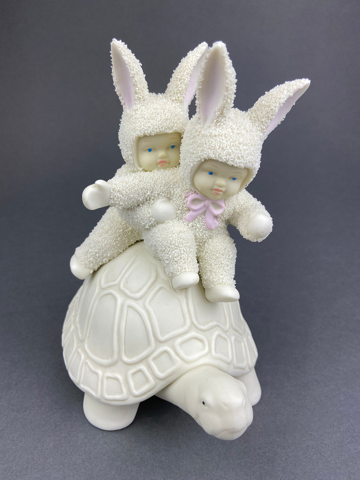 Lucky Smiling Pig Figurine by Snow Babies and Department 56. Cute White Porcelain Piglet Wearing Scarf. Holiday Decor. Collectibles.
