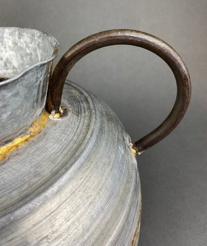 Extra Large Rustic Metal Vase with Bronze Handles