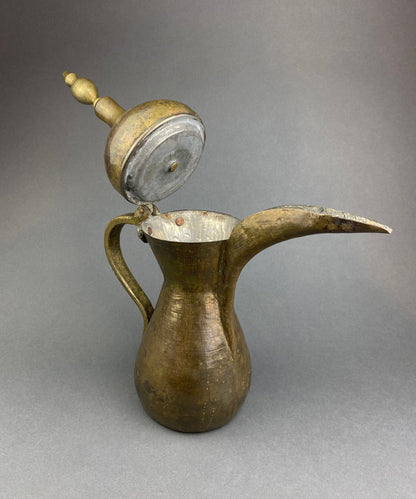 Antique  Large Aftaba. Primitive, Hand Hammered Brass Vessel for Water. Made in Northern India and Persia.  Highly Collectible Pitcher.