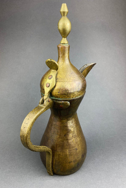 Antique  Large Aftaba. Primitive, Hand Hammered Brass Vessel for Water. Made in Northern India and Persia.  Highly Collectible Pitcher.