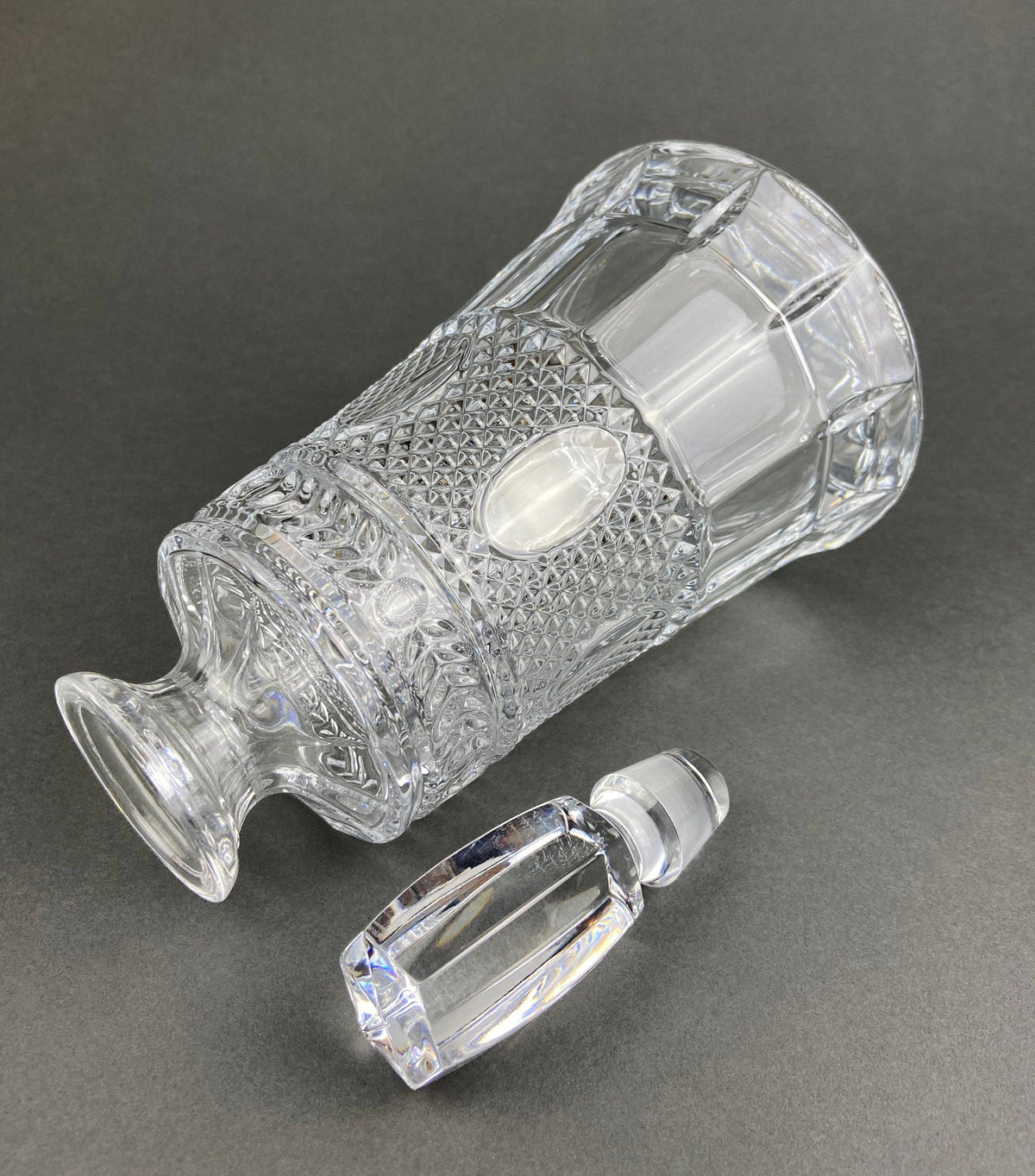 Crystal Decanter with Stopper.  Cut Crystal Carafe. Office Decor. Social Club Decor. Men Cave Accessory. Gift for Dad.