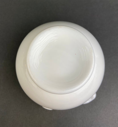 Small Milk Glass Vase With Ruffled Edge. Round Flower Vase. White Bedroom Decor. Collectible Milk Glass.