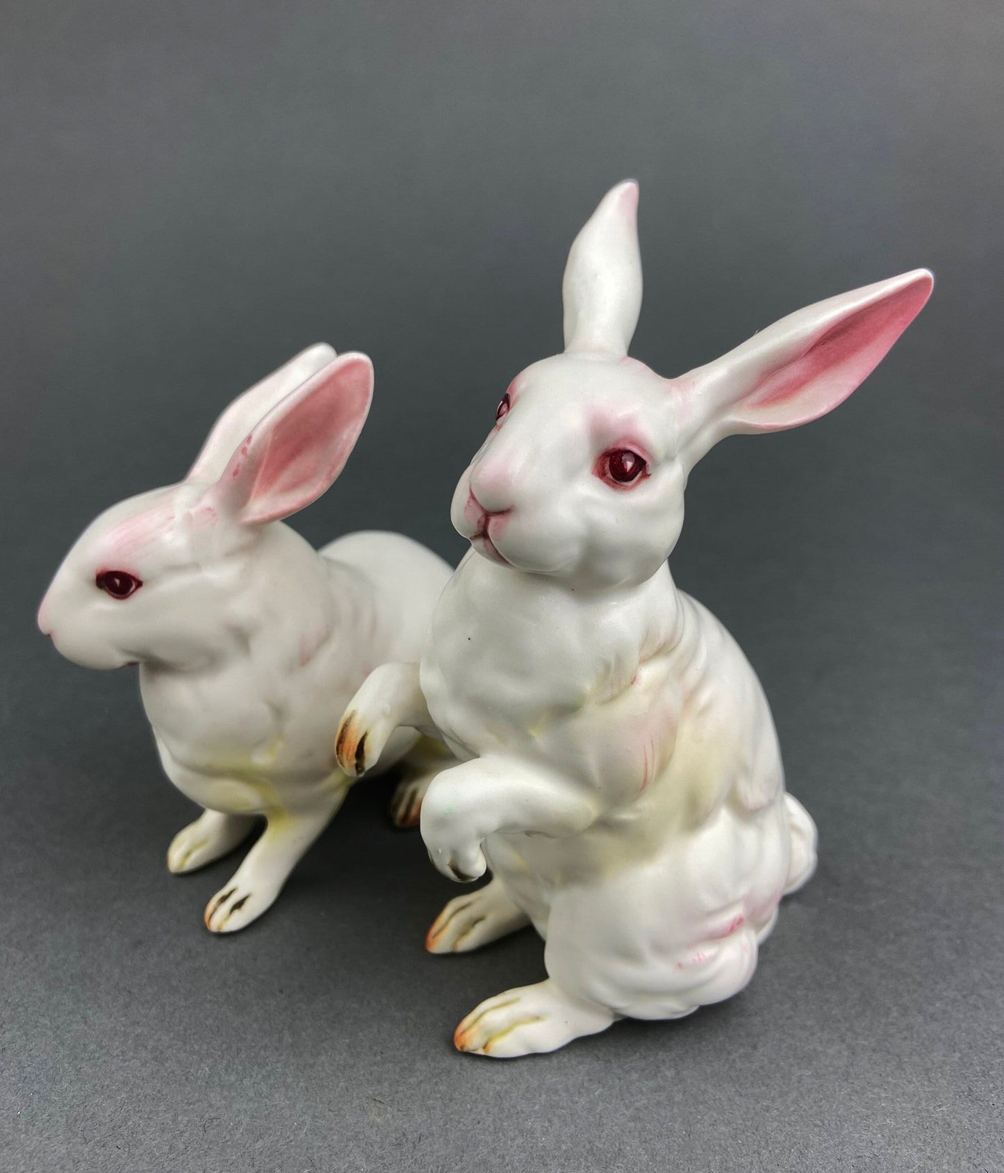 Otagiri Bunny Salt & Pepper Shakers. Well Dressed Male/Female Rabbits. Hand Painted Porcelain Couple. Pair of Rabbits for Easter, Everyday.