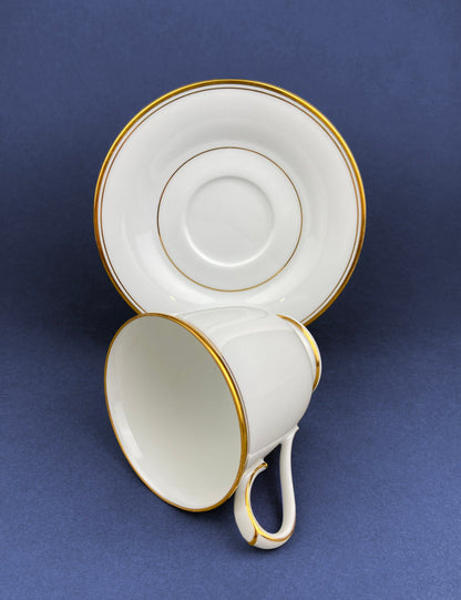 Noritake Allison Tea Set: Gold Band China Cups and Saucers (Set of Five)