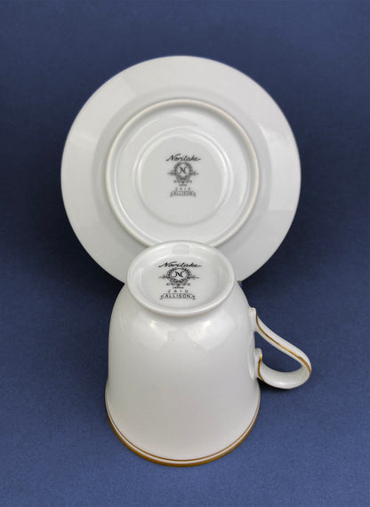 Noritake Allison Tea Set: Gold Band China Cups and Saucers (Set of Five)