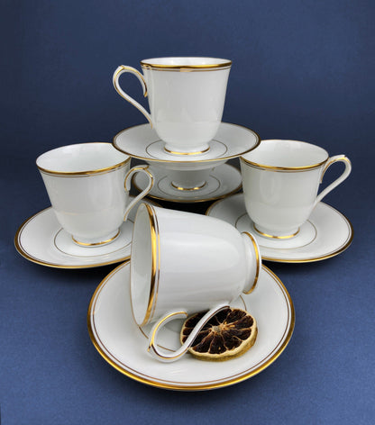 Noritake Allison Tea Set: Gold Band China Cups and Saucers (Set of Five)