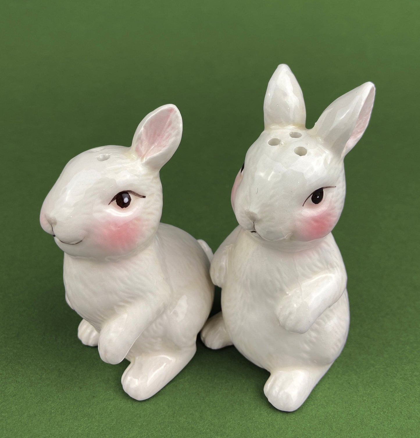 Otagiri Bunny Salt & Pepper Shakers. Well Dressed Male/Female Rabbits. Hand Painted Porcelain Couple. Pair of Rabbits for Easter, Everyday.