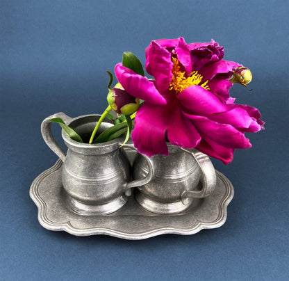 Vintage Pewter Creamer and Sugar Bowl. BWP USA. Collectible Pewter Set of Two.