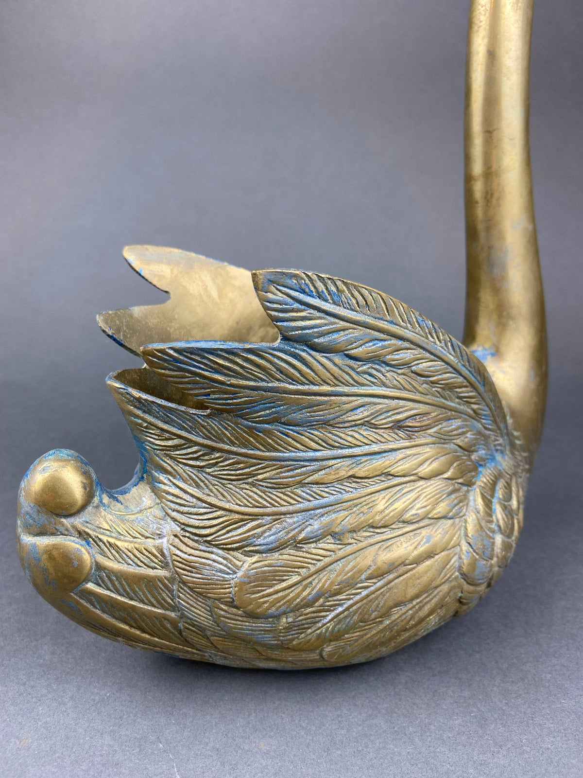 Brass Planter Shaped like Swan. Bird Shaped Herb Planter. Green House Decor. Window Sill Decor.