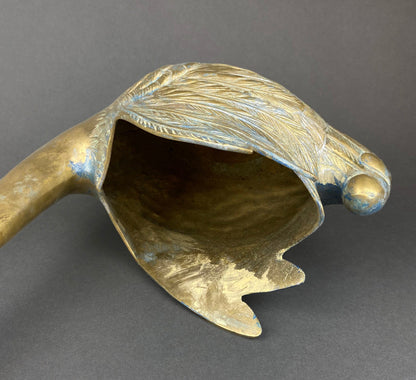 Brass Planter Shaped like Swan. Bird Shaped Herb Planter. Green House Decor. Window Sill Decor.