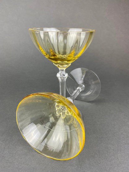 Vintage Fostoria Topaz Claret Glasses, Light Yellow Stemware, Set of Two