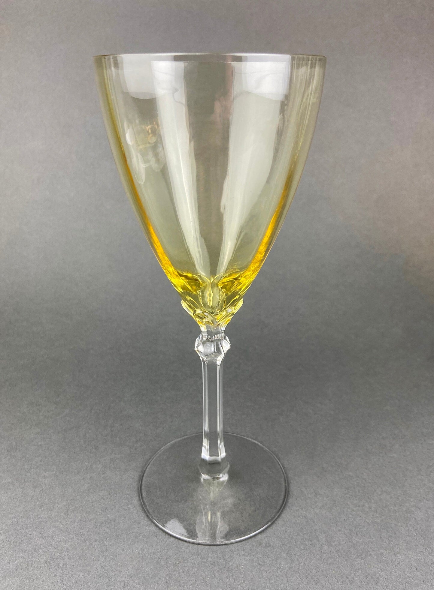 Vintage Fostoria Topaz Claret Glasses, Light Yellow Stemware, Set of Two