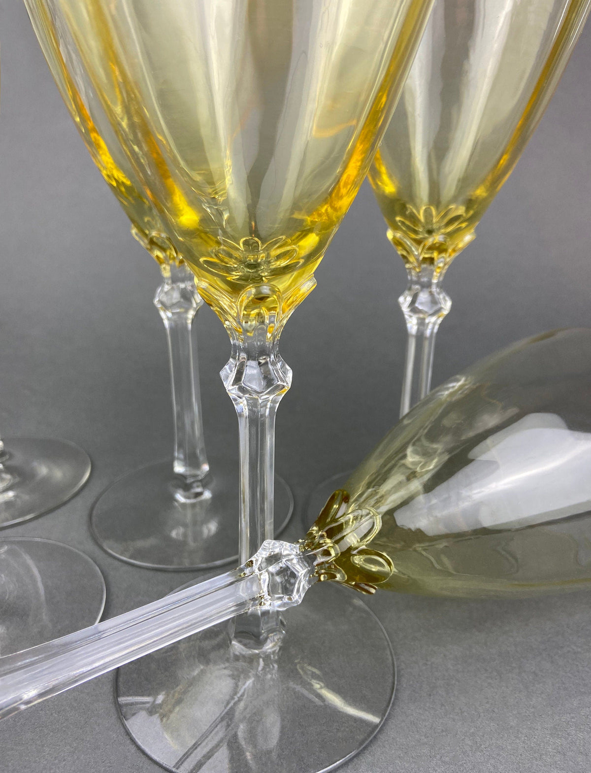 Vintage Fostoria Crystal Glasses in Pink. Tall Claret Light Pink Stemware. Set of Five Footed Glassware for Fine Dining.