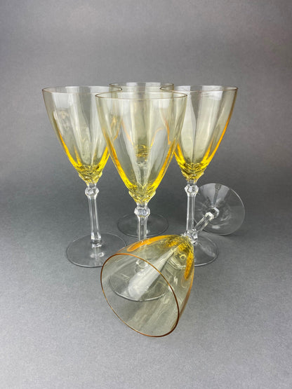 Vintage Contour Clear by Fostoria Crystal Juice Glasses with S Shaped Stem. Set of Five Small Stemware. Collectible Glassware. Fine Dining.